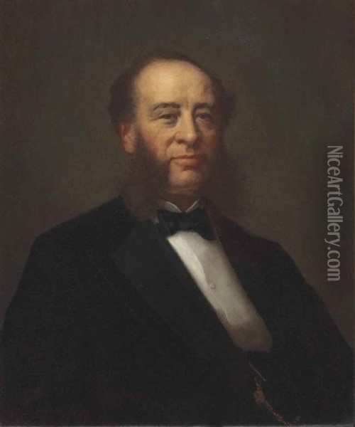 Portrait Of William H. Vanderbilt, 1887 Oil Painting - Eastman Johnson