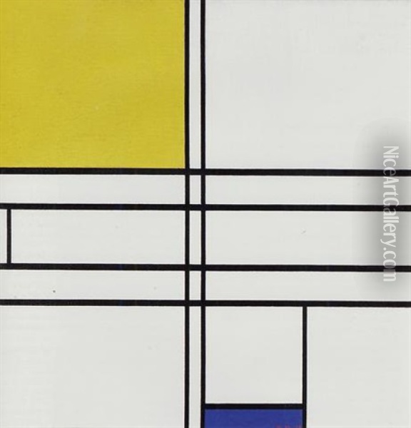 Composition In White, Blue, And Yellow: C Oil Painting - Piet Mondrian