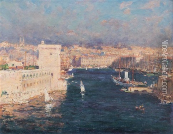 L'entree Du Vieux-port De Marseille Oil Painting - Jean Baptiste Olive
