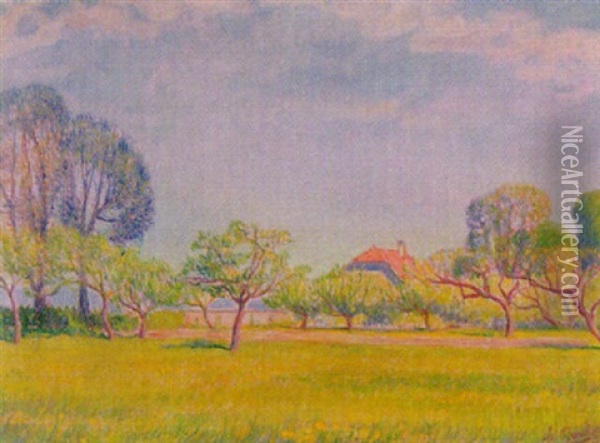 Sommerliche Landschaft Mit Obstbaumen Oil Painting - Louis Rodolphe Bartholdi