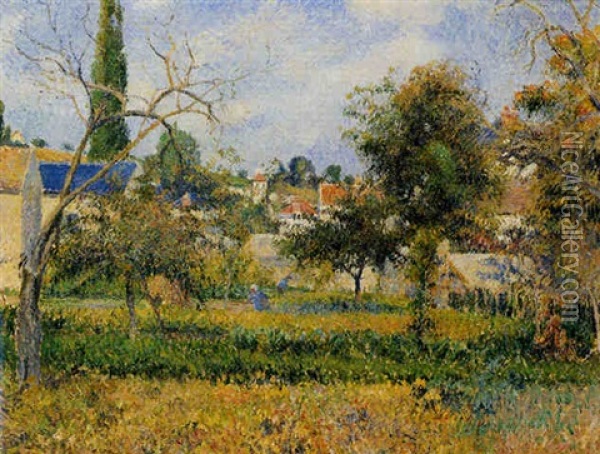 Jardins Potagers, Pontoise Oil Painting - Camille Pissarro