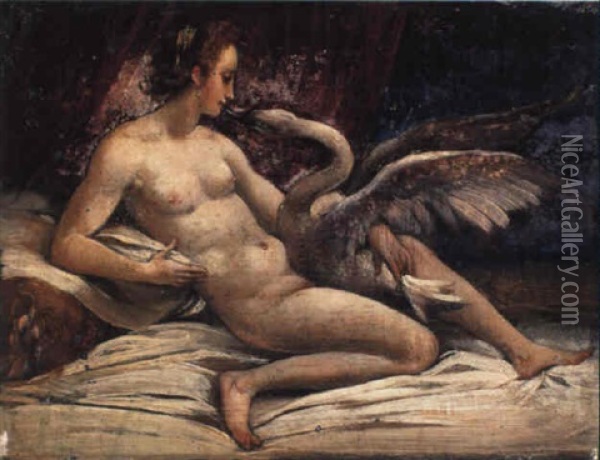 Leda And The Swan Oil Painting - Giuseppe Cesari