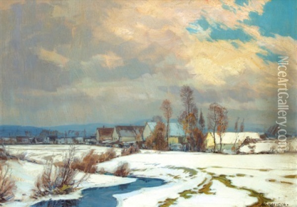 Zimni Krajina Oil Painting - Alois Kalvoda