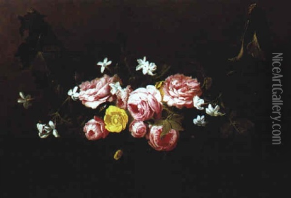 Stilleben Von Rosen Oil Painting - Christiaan Luycks