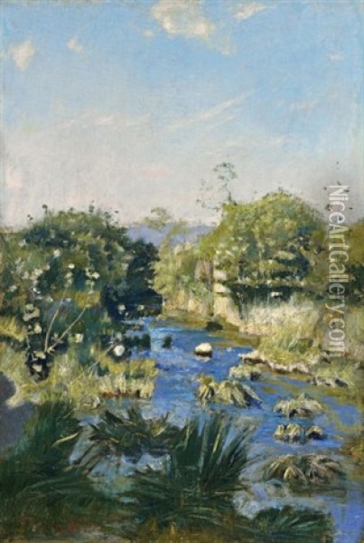 Bachlandschaft (landscape With Stream) Oil Painting - Ferdinand Hodler