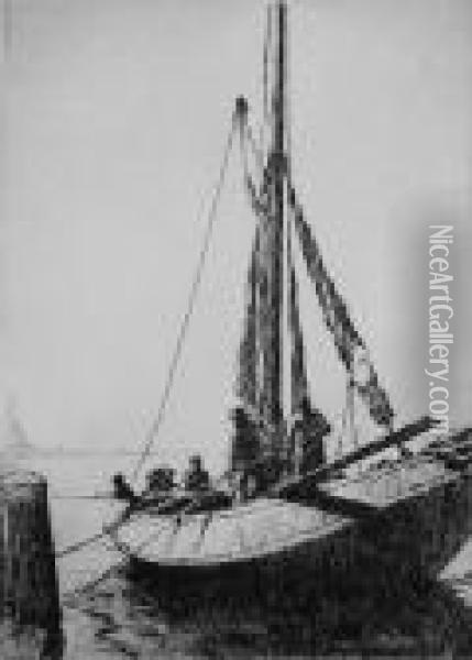 Dutch Eel Boat (hurst 303) Oil Painting - Arthur John Trevor Briscoe
