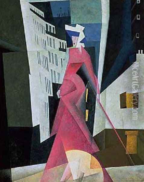 Lady in Mauve Oil Painting - Lyonel Feininger