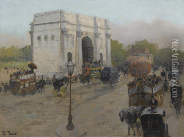 Marble Arch, London Oil Painting - Fritz Thaulow