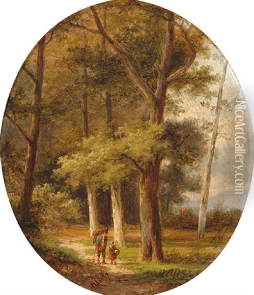 Resting In The Forest (+ The Walk; 2 Works) Oil Painting - Jan Evert Morel the Younger