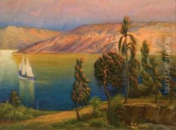 Sea Of Galilee At Dusk Oil Painting - Aaron Shaul Schur