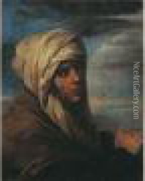 Attribue A Pier Francesco Mola - - Portrait D'homme Au Turban Oil Painting - Pier Francesco Mola