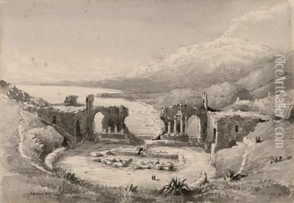 Amphitheatre At Taormina Oil Painting - Conrad H.R. Carelli