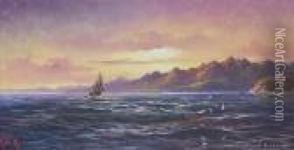 Sailing Boat At Sunset Oil Painting - Henry William Kirkwood