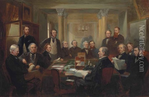 Gladstone's Cabinet Of 1868 Oil Painting - Lowes Cato Dickinson