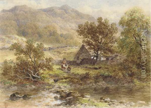 The Stepping Stones (illustrated); And Driving The Cattlehome Oil Painting - John Steeple