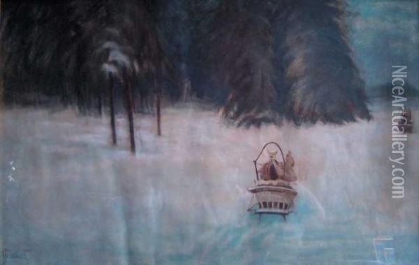 Pejzaz Zimowy Oil Painting - Julian Falat