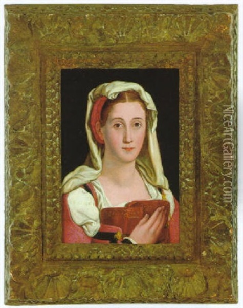 Rittrato Di Dama, Bildnis Einer Dame In Rotem Kleid Oil Painting - Alessandro di Cristofano Allori