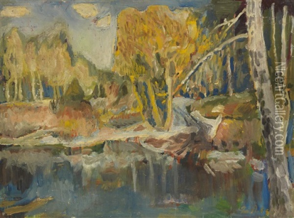 Landschaft Oil Painting - Leo Putz
