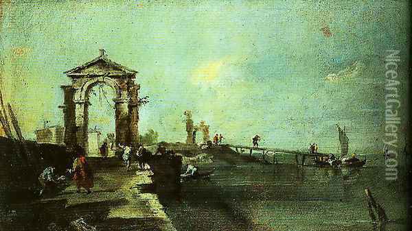 Caprice with Arch and Pier Oil Painting - Francesco Guardi