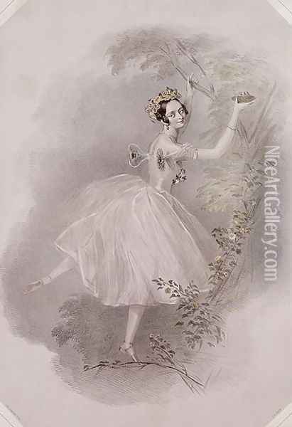 Marie Taglioni (1804-84) as the Sylph in 'La Sylphide', c.1832 Oil Painting - Alfred-Edward Chalon