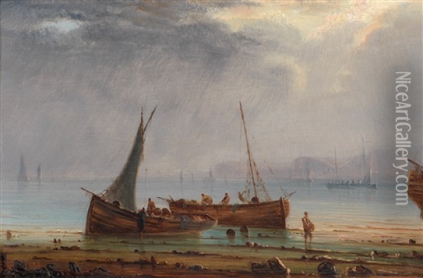 Fischerboote Vor Der Steilkuste Oil Painting - Henriette Gudin