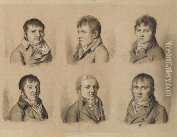 Portraits Of Six Widmer Brothers Oil Painting - Louis Leopold Boilly