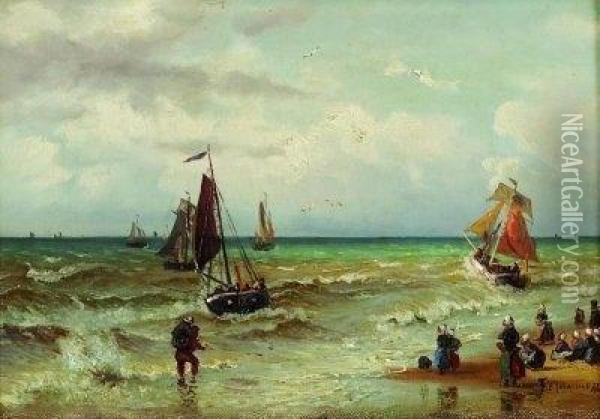 Am Strand Von Scheveningen Oil Painting - Friedrich Wilhelm Fabarius