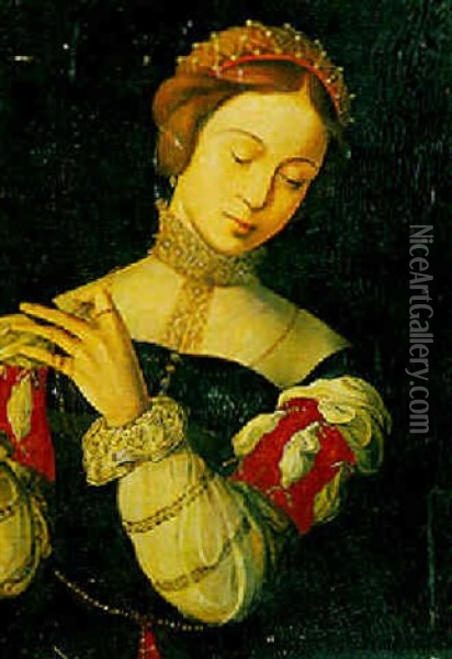 Portrait Of A Lady Oil Painting -  Master of the Female Half Lengths