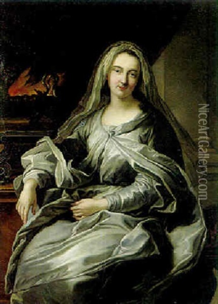 Portraet Af Mme De Voclans Som Vestalinde Oil Painting - Louis Michel van Loo