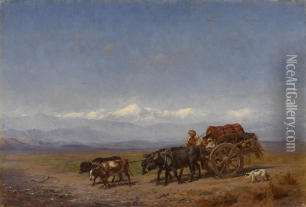 Rural Caucasian Scene Oil Painting - Konstantin Nikolaevich Filippov