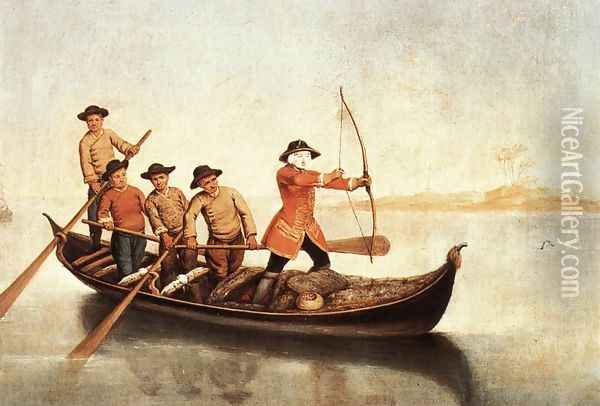 Duck Hunters on the Lagoon Oil Painting - Pietro Longhi
