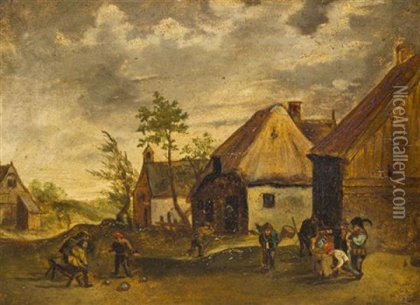 Village Scene Oil Painting - Pieter Stevens