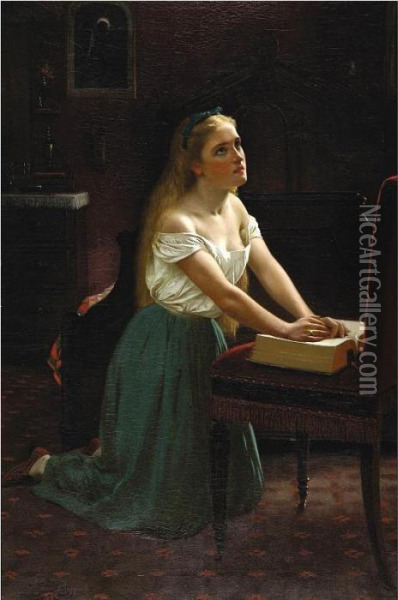 The Maiden's Prayer Oil Painting - John George Brown