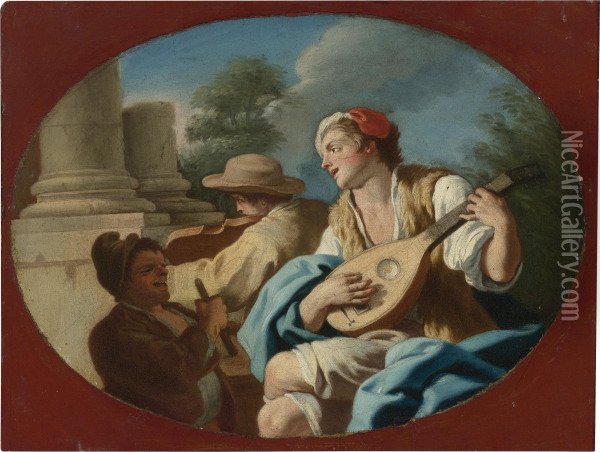 A Young Lady Playing A Tambourine Oil Painting - Pietro Bardellino