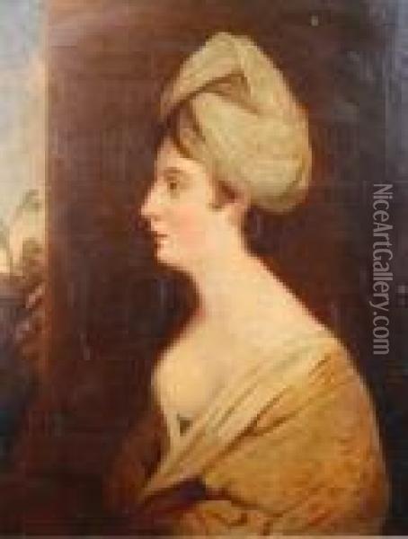 Portrait Of A Lady Wearing A Turban Oil Painting - George Romney