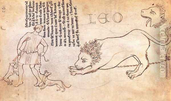 Lion drawn from life c. 1235 Oil Painting - Villard De Honnecourt