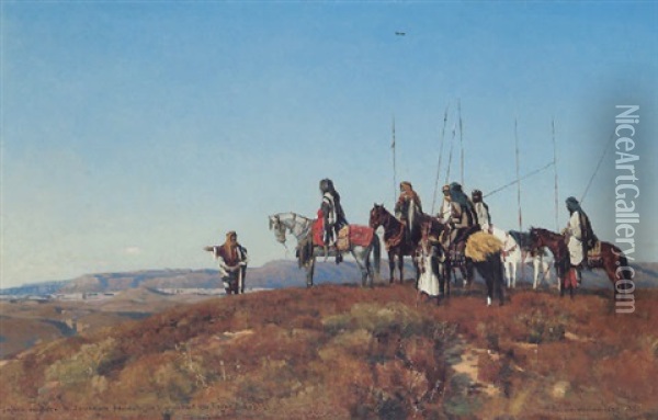 Halt On An Escarpment Oil Painting - Eugen Felix Prosper Bracht