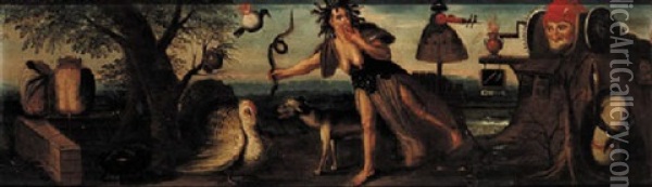 An Allegory Of Envy Oil Painting - Marten van Cleve the Elder