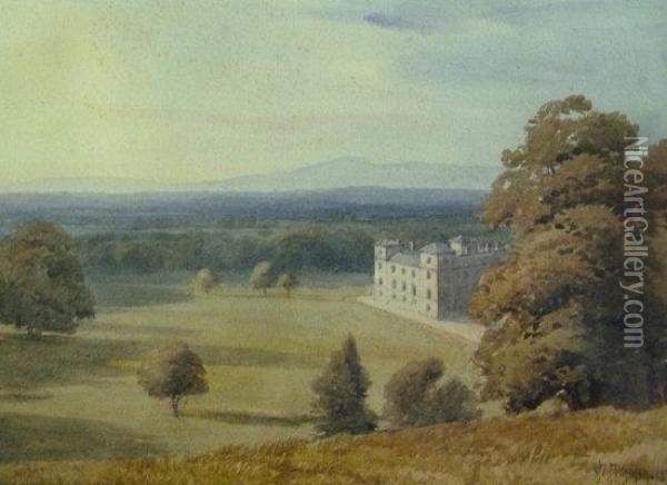 Hagley Hall From The Park Oil Painting - William J. Ferguson