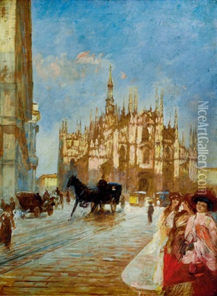 Il Duomo Di Milano Oil Painting - Luigi Sorio
