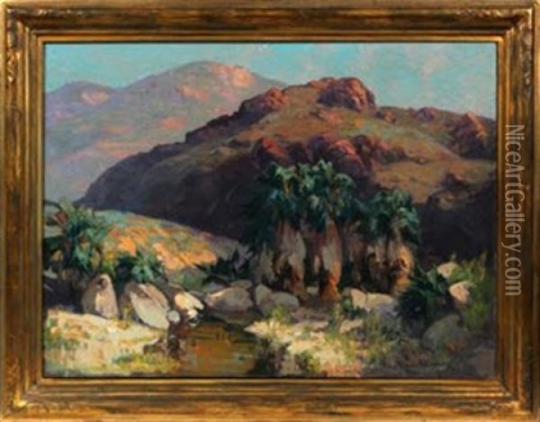 Palm Spring Canyon Oil Painting - Franz Arthur Bischoff