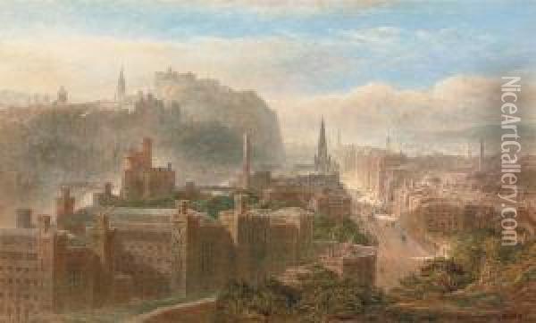 Edinburgh From Carlton Hill Oil Painting - Edward Alfred Angelo Goodall