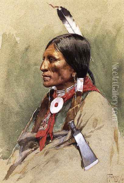 Indian Portrait Oil Painting - Henry Farny