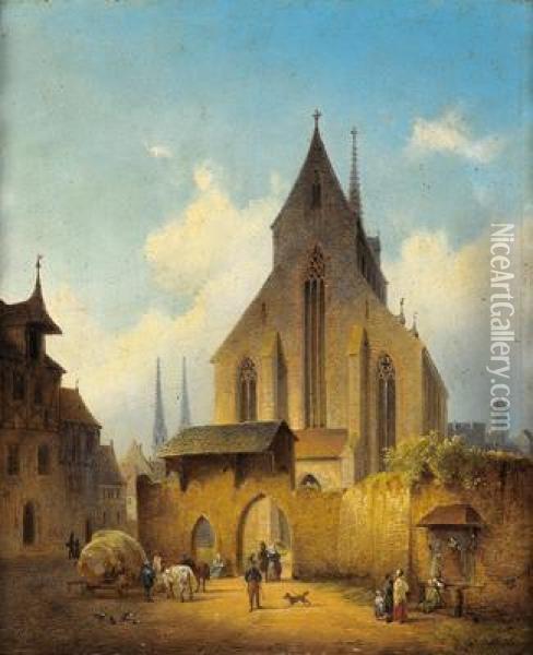 Am Kirchenplatz Oil Painting - Heinrich Schonfeld