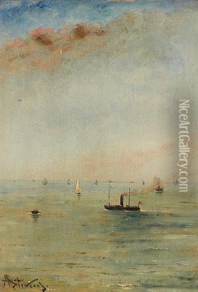 Sailing Boats On A Calm Sea Oil Painting - Aime Stevens