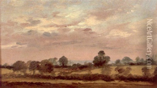 Landscape With Trees Oil Painting - Lionel Bicknell Constable