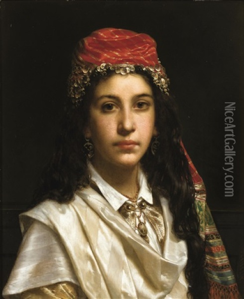 Young Lady Wearing A Middle-eastern Costume Oil Painting - Jan Portielje