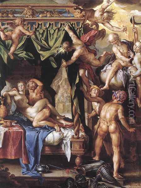 Mars and Venus Discovered by the Gods 1603-04 Oil Painting - Joachim Wtewael (Uytewael)