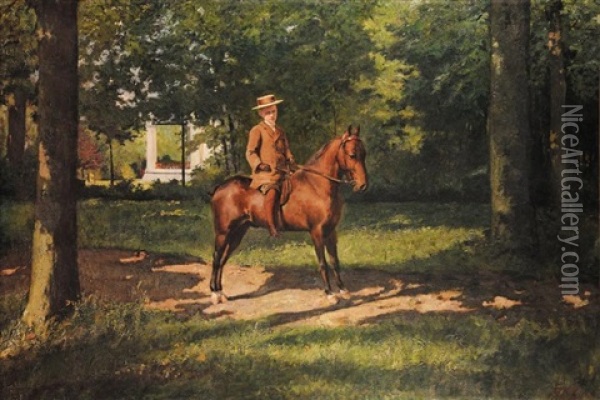 Jeune Cavalier Dans Un Parc Oil Painting - Frans Jan Simons
