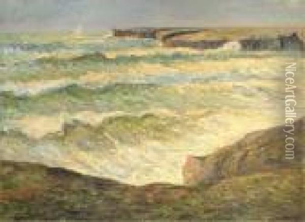 Forte Houle A Donant, Belle Ile Oil Painting - Maxime Maufra